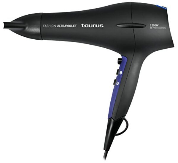 Taurus Fashion Ultraviolet, Secador de pelo (2200 W, 2 velocidades, 3 temperaturas) color negro y violeta